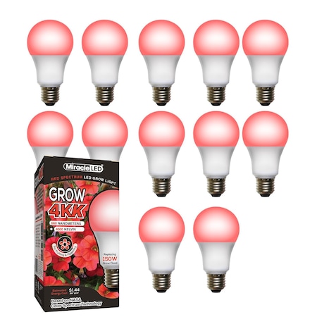 Miracle Led 4KK Pro-Pack Indoor Grow Light Bulb, 4000K Red Spec. Replace 150W Grow Bulbs, 12PK 801867